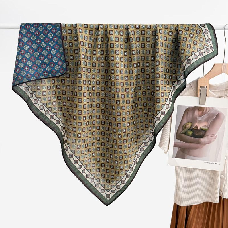 Pastoral Floral Velvet Double-sided Scarf 91 Large Square Scarf Women's Summer Travel Photo Silk Scarf Sun Protection Shawl