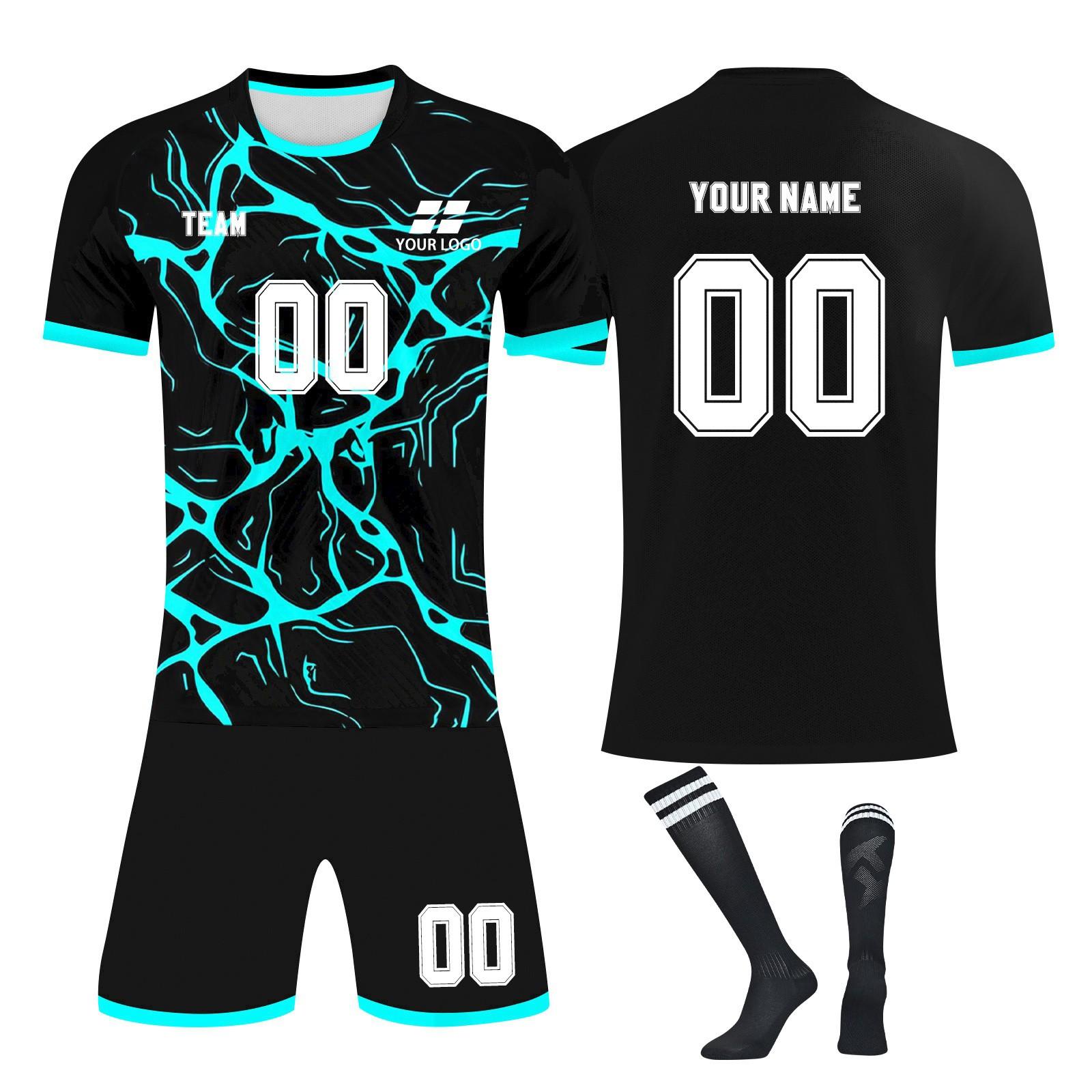 

Комплект персонализированных рубашек для мужчин и девочек с именем и номером, футбольные майки на заказ для мальчиков, тренировочный костюм 18 циан