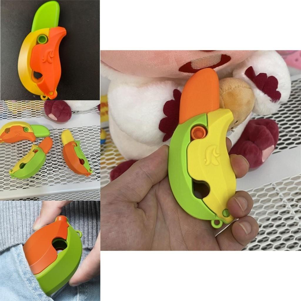New Gravity 3d Banana Carrot Knife Round Blade Banana Radish Knife Decompression Toy