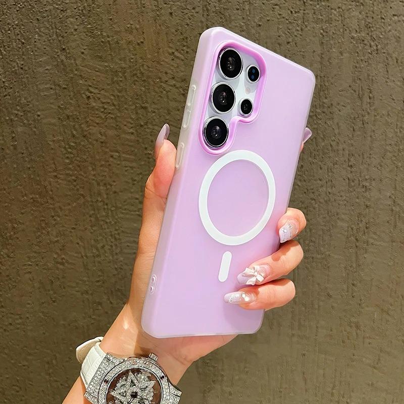 New Model Suitable for Samsung S23ultra Magnetic Phone Case S22P Translucent Matte Skin Feeling Protective Case Two In One