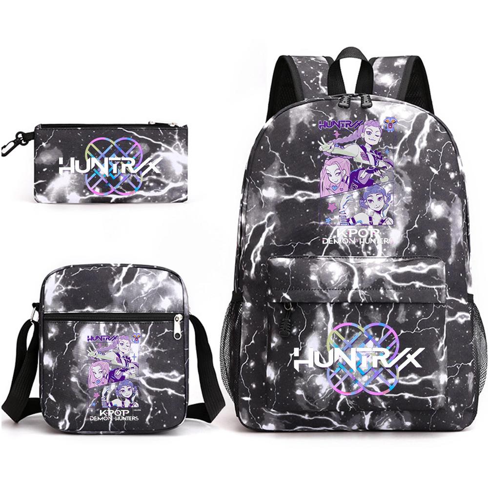 3Pcs/set Cute Cartoon Printed Backpack with Shoulder Bag Pencil Case for Teenager Student Boy Girl School Bag Large Capacity Bookbag Kid Gift