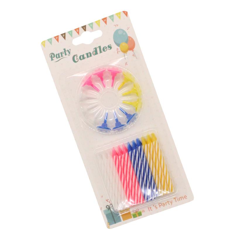 Birthday Party 24 Colorful Threaded Small Candles Creative Party Decoration with Fancy Base Spiral Candles
