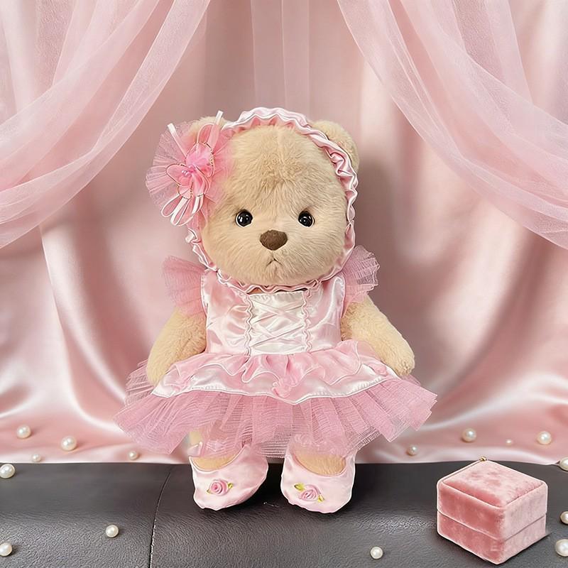 Medium Bear Outfit - Blue Pink Striped Carrot Overalls Set
