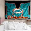 Miami Dolphins Logo Wandteppich für Schlafzimmer Ästhetische Klassenzimmer-Wandteppiche Wandbehang für Wohnzimmer Studentenwohnheim Büro, Ideales Kreatives Geschenk