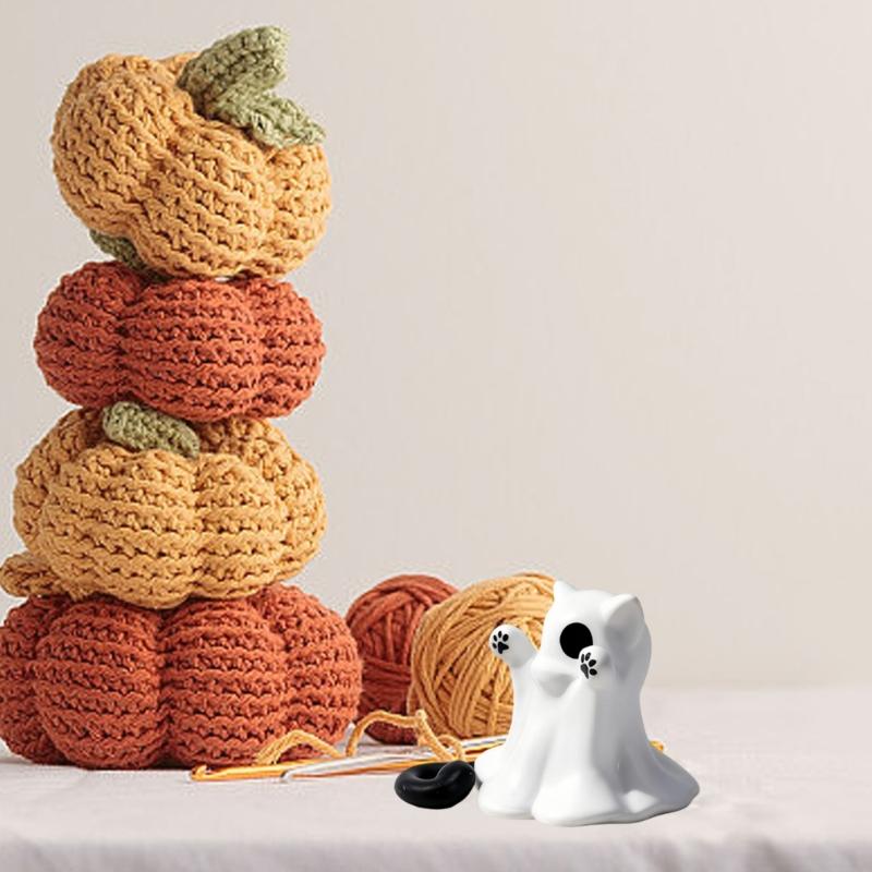 Halloween Ghostly Kitten Toy Doll Waterproof PVC Kitten Figurine Desktop Ornament For Tabletop Mantels Garden Display