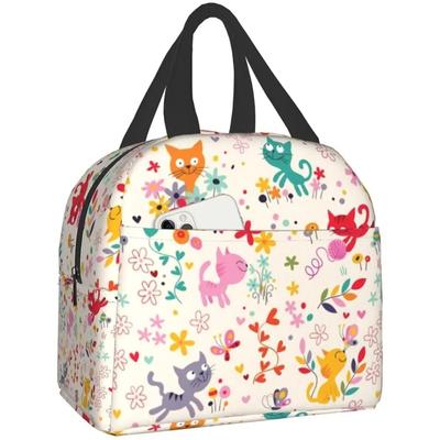 Cat Lunch Box Insulated Lunch Bag Portable Reusable Lunch Tote Bag Lunch Box for Kids Boys Girls Men Women School Picnic Travel