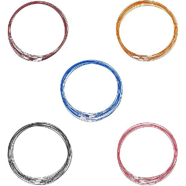 UNICRAFTALE 8 Colors 64pcs 17.5inch Stainless Steel Necklace Wire Cord Choker Chain with Brass Screw Clasp Wire Necklace Chains Wire Necklace Cord