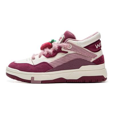 Disney X Li Ning Wei Wu Suola Media Spessa Sneakers Alte Classiche alla Moda Sneakers Donna Bianco Rosa AGCU156-4