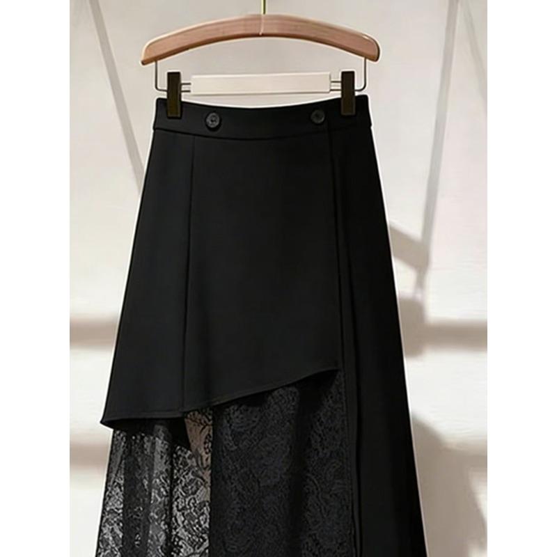 Irregular Patchwork Lace Midi Skirt Summer Fashion Women Skirts