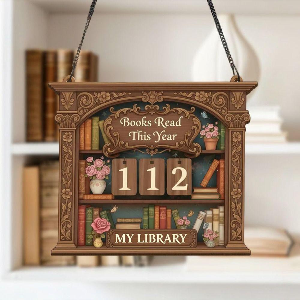 Wooden Books Read Tracker Books Read This Year Book Lovers Reading Tracker Hanging Signage Gift Reading Counter