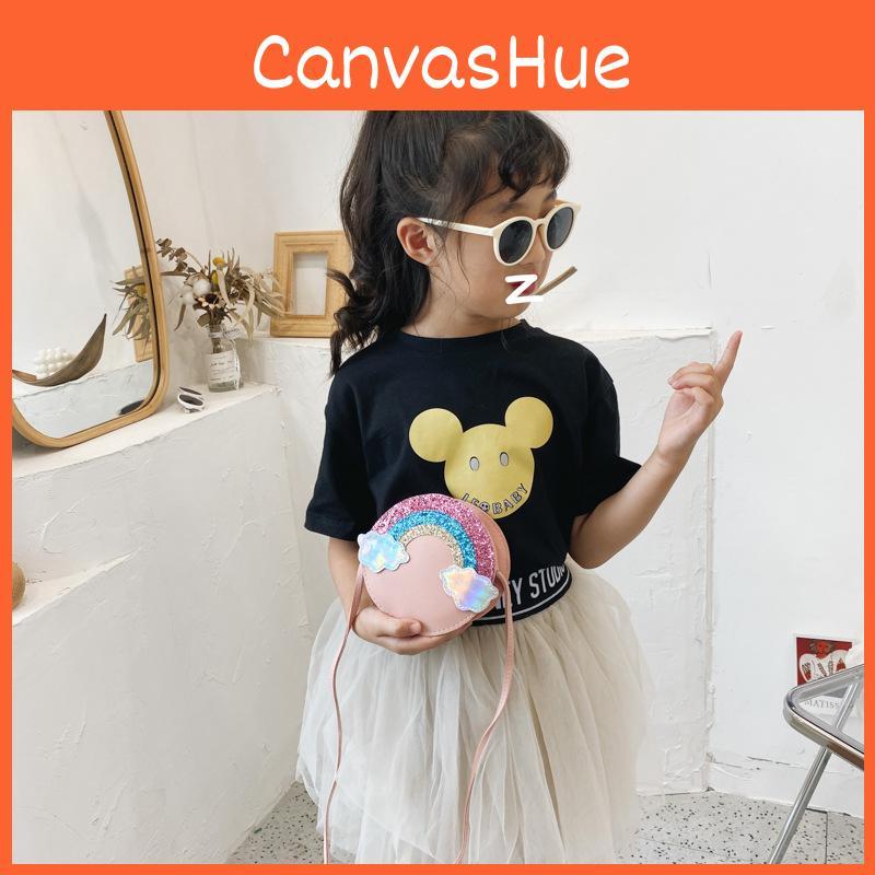 Rainbow Shoulder Fashion Bag Cartoon Kids Purse With Breathable Fabric Daily Use