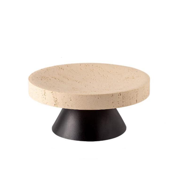 Yellow Stone Fruit Plate High-legged Tray Fruit Plate Desktop Storage Container Dessert Plate Cake Tray Resin Handicrafts