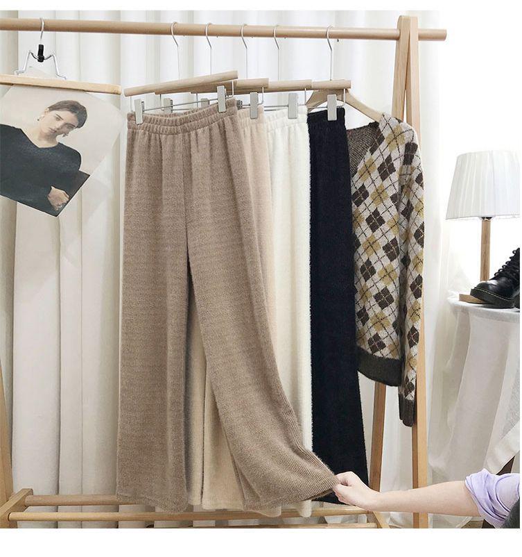 

Женские широкие брюки из норкового бархата - 145 см, повседневный свободный крой для осени/зимы 3XL (161-180 jin)