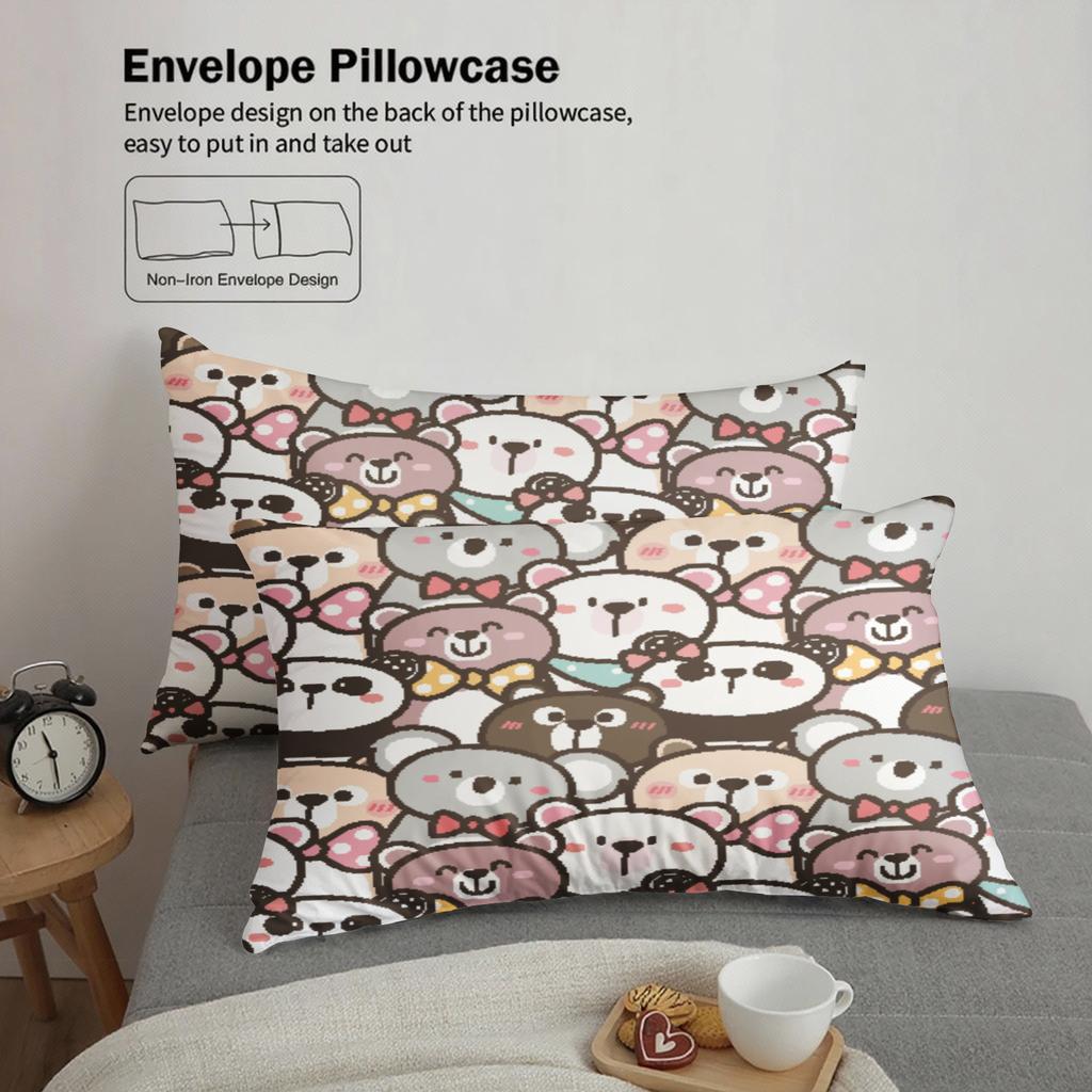 3pcs 100% Polyester Cute Bear Bedding Sets 3D Printed Cartton Animal Pattern Single Twin Queen King Size Duvet Cover Sets