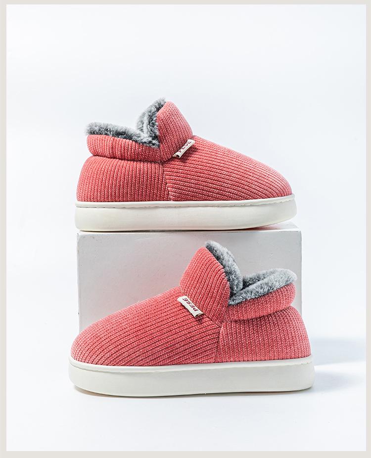 Men's 2025 Closed-Back Cotton Slippers: Thick, Warm, Velvet-Lined, Odor-Resistant Indoor Shoes for Autumn/Winter.