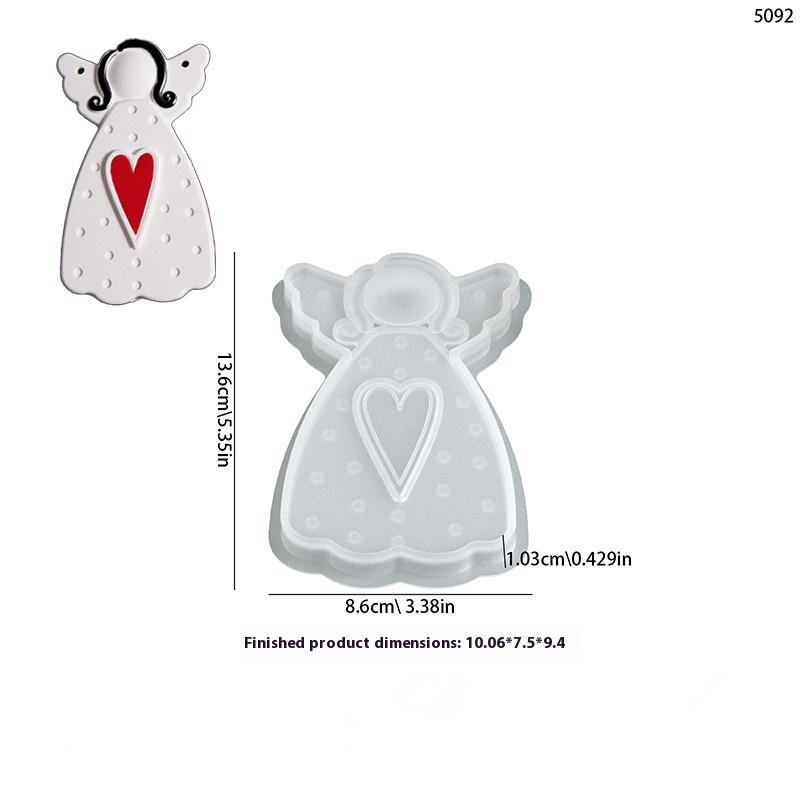 DIY Faceless Angel Silicone Mold Christmas Tree Hanging Ornament Plaster Concrete Resin Mould Heart Dot Texture Dress Girl Craft