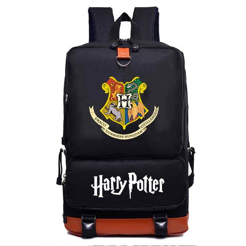 Stylish Harry Potter Print Canvas Backpack With Hidden Zipper Pockets