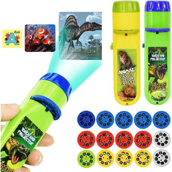 Torch Projector Projection Lighting Story Torches Light Toy Slide Lamp Educational Learning Bedtime Night Light for Children (120 Images, 5 Themes,