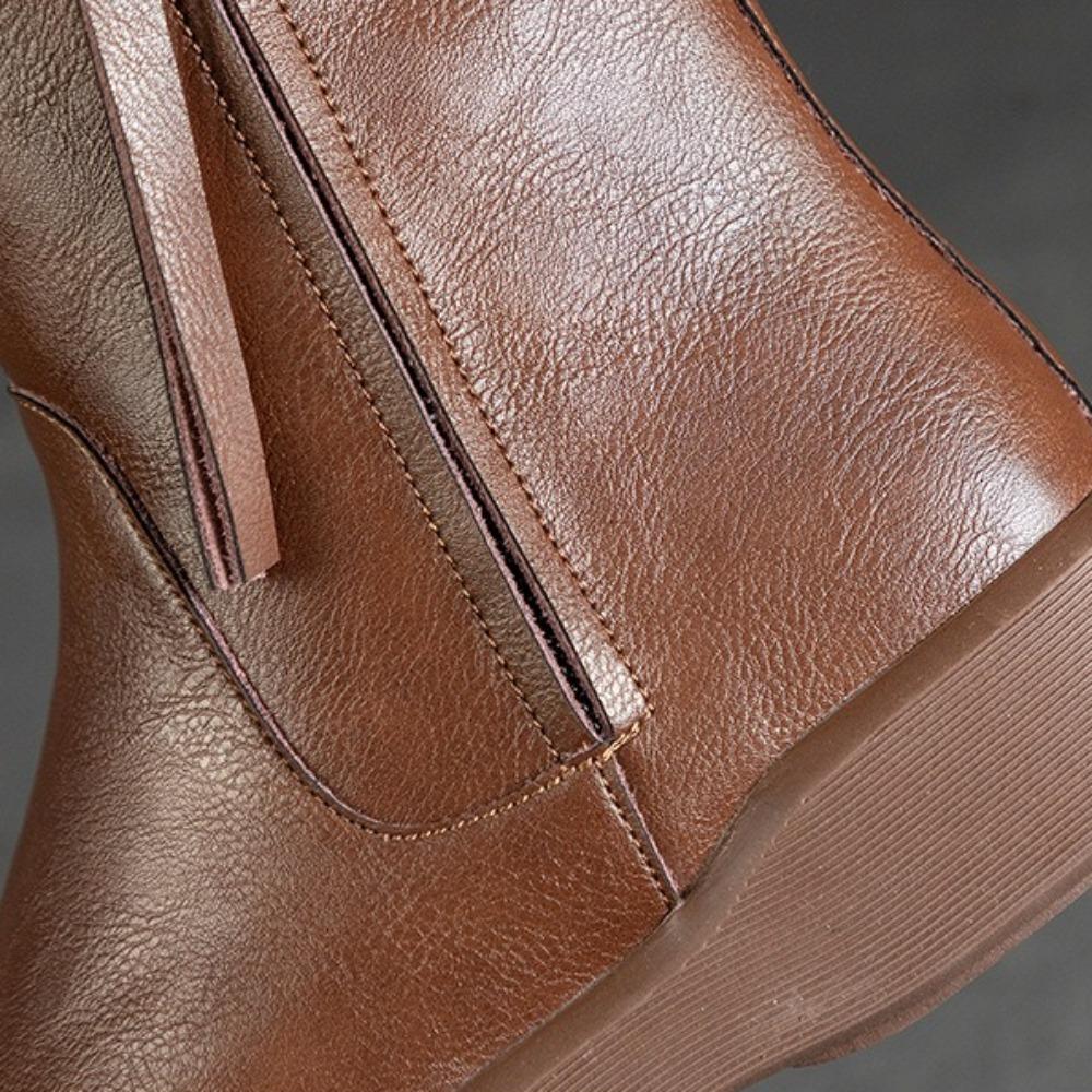 Boots for Women Genuine Leather Flat Boots Women's Autumn and Winter 2025 New Retro Medium Tube Casual Knight Boots Woman