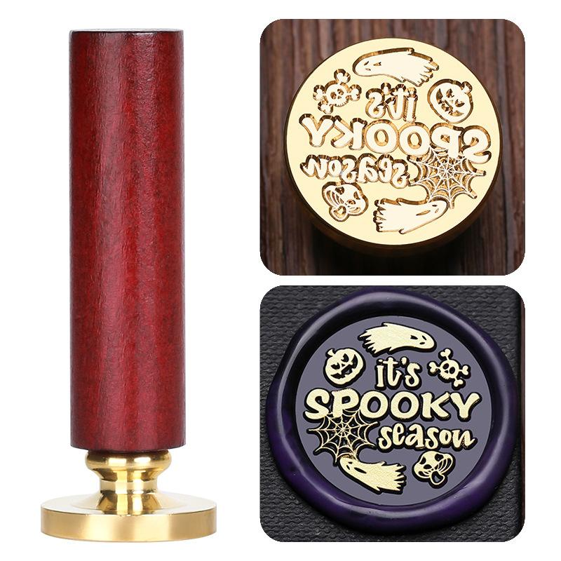 Halloween Seal Cylindrical Red Handle (handle + Brass Seal Head) Fire Lacquer Seal Set Handle Copper Head