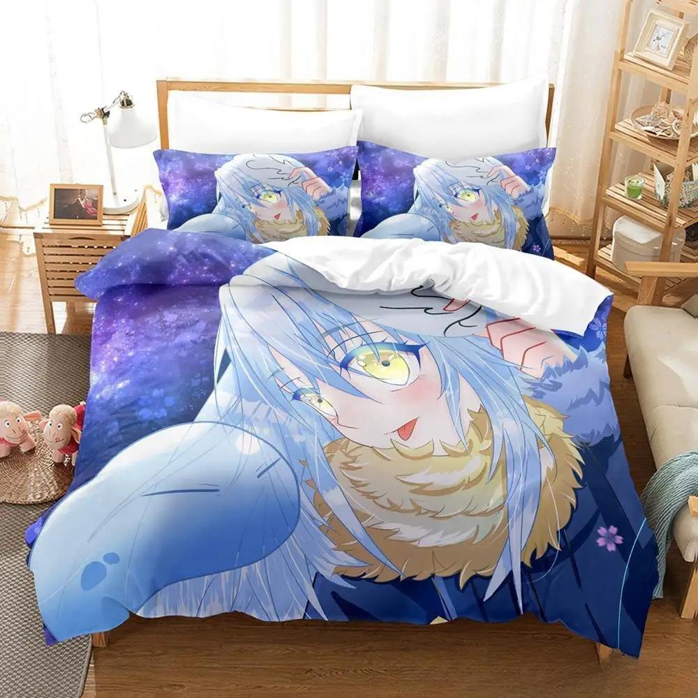 Nuevo Juego de Cama Rimuru Tempest Individual Twin Completo Queen King Size Juego de Cama Adulto Niño Dormitorio Juegos de Funda Nórdica Estampado 3D Anime Kawaii