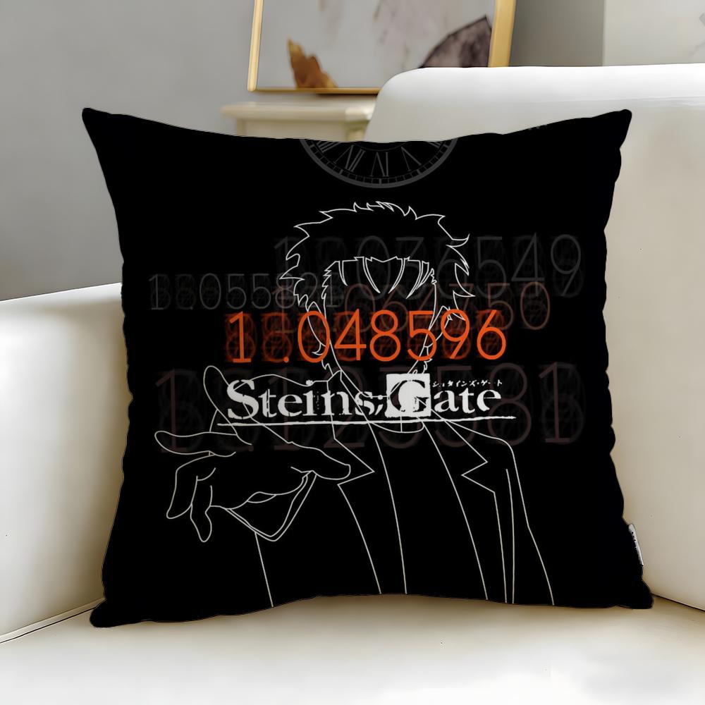 

classic anime Steins Gate Cushion Cover Soft & Easy-Wash Pillow Case – Versatile for Couch, Bed, Travel and Office 30cmx30cm