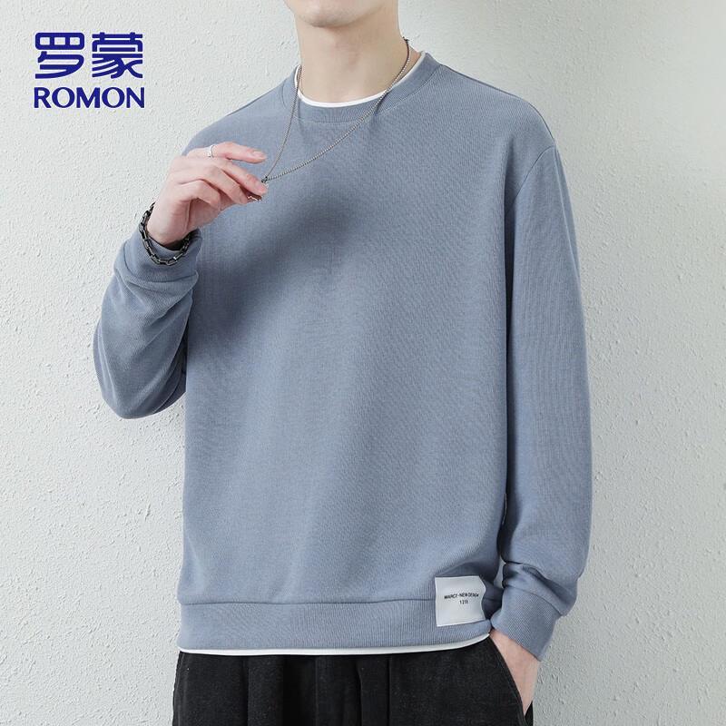 ROMON Herren lässiger Rundhals-Pullover mit langen Ärmeln