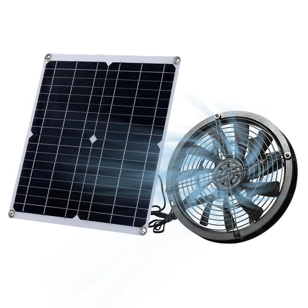 9.8in Solar Exhaust Fan with Solar Panel Portable Vent Fan Kit IP65 Waterproof with 8.2Ft Cable