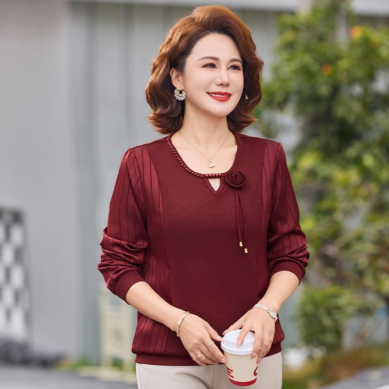 

Stylish 3D Rose Long-Sleeve Top for Women: Spring/Summer Elegance 4XL for 135-145 jin красный