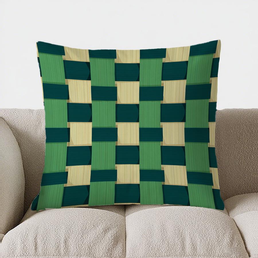Home Decor Christmas Candy Cane & Leaf Pattern Pillow Pattern Cushion Cover Suitable For Sofa Bedroom Car Pillow Cover