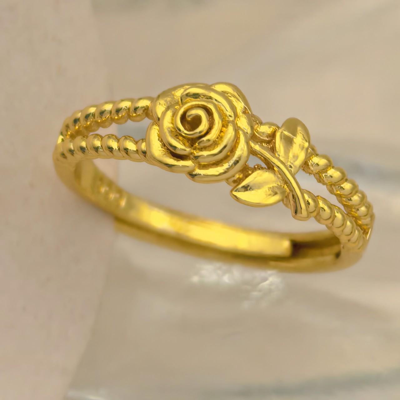 Elegant Women s Gold-Plated Rose Flower Ring - Fashionable, Luxurious, and Sweet.