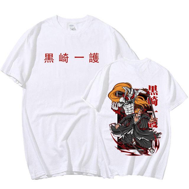 

Аниме BLEACH Куросаки Ичиго Манга Футболка с рисунком мультфильма с принтом Мужчины Женщины Хлопковая футболка с короткими рукавами Футболки большого размера Уличная одежда Топы M белый