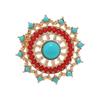 1Pc New Ethnic Style Imitation Turquoise Hollow Geometric Brooch Female Simple Summer Anti-light Pin Buckle Shawl Jacket Accessories