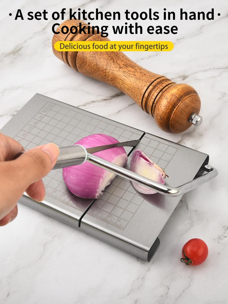 Stainless steel blade cheese bread cutter, cheese butter calibrated slicer, small kitchen baking tool