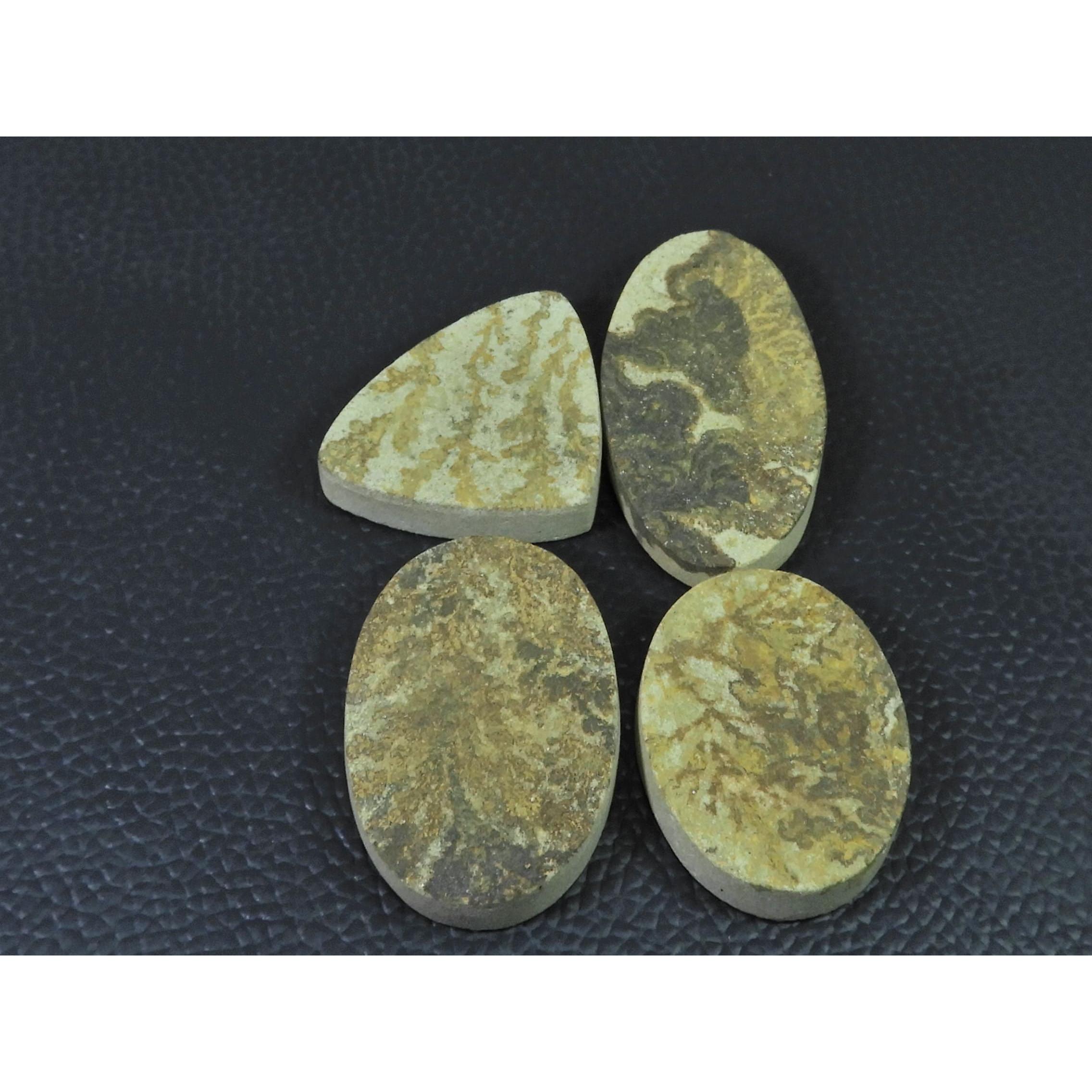 216Cts.Natural Psilomelane Germane Dendrite Cabochon Loose Gemstone 4Pcs Lot A-801
