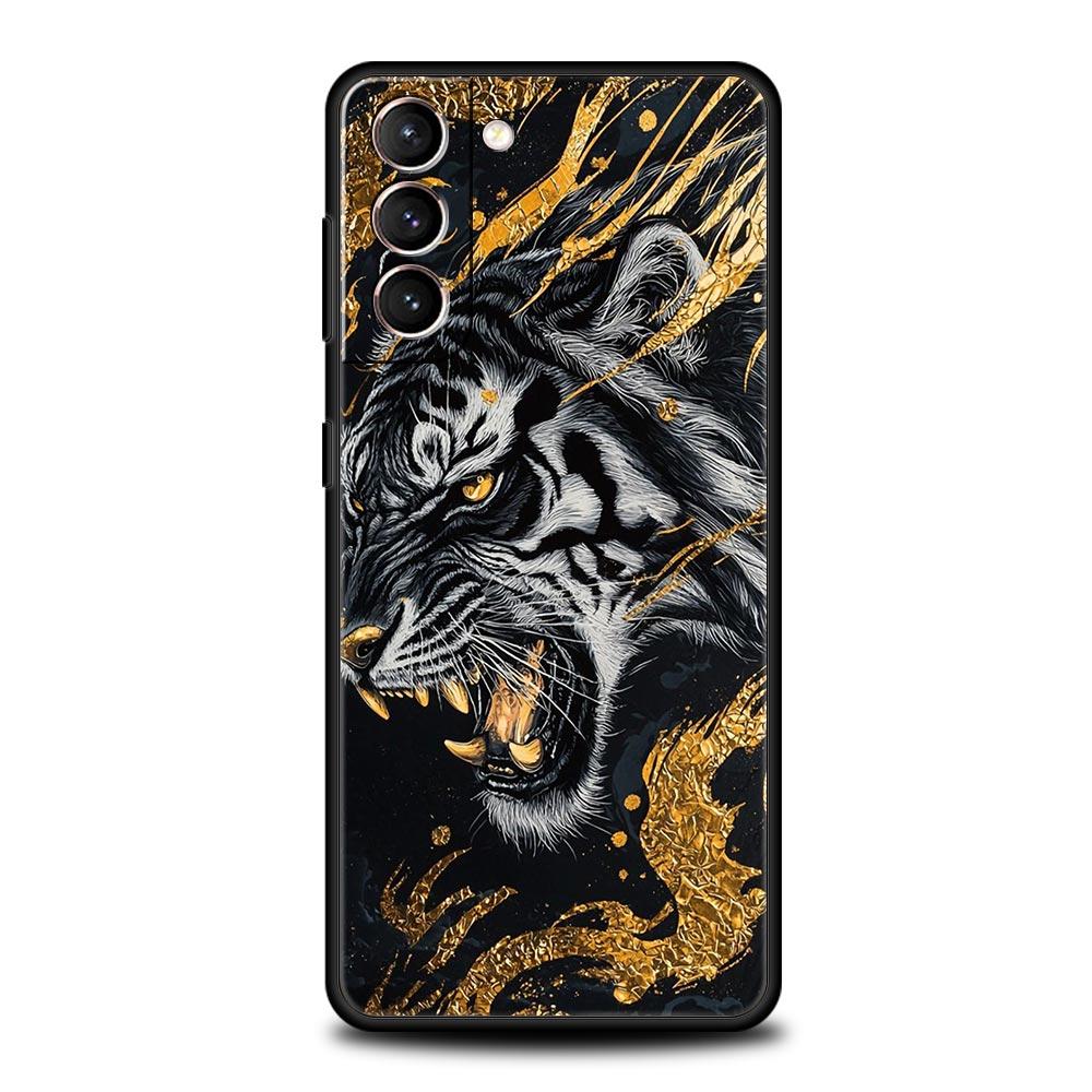

Cool Animal Tiger Lion Soft Phone Case For Samsung Galaxy S25 Edge S24 Plus S23 FE S22 S21 S20 Ultra 5G S10 Black Protect Cover Samsung S25Ultra