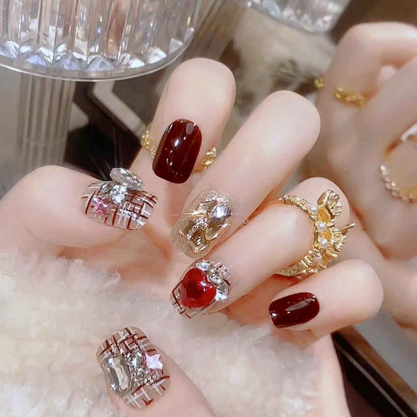 Cute Japanese Cat Eye Short Handmade False Nails Nail Art Stickers
