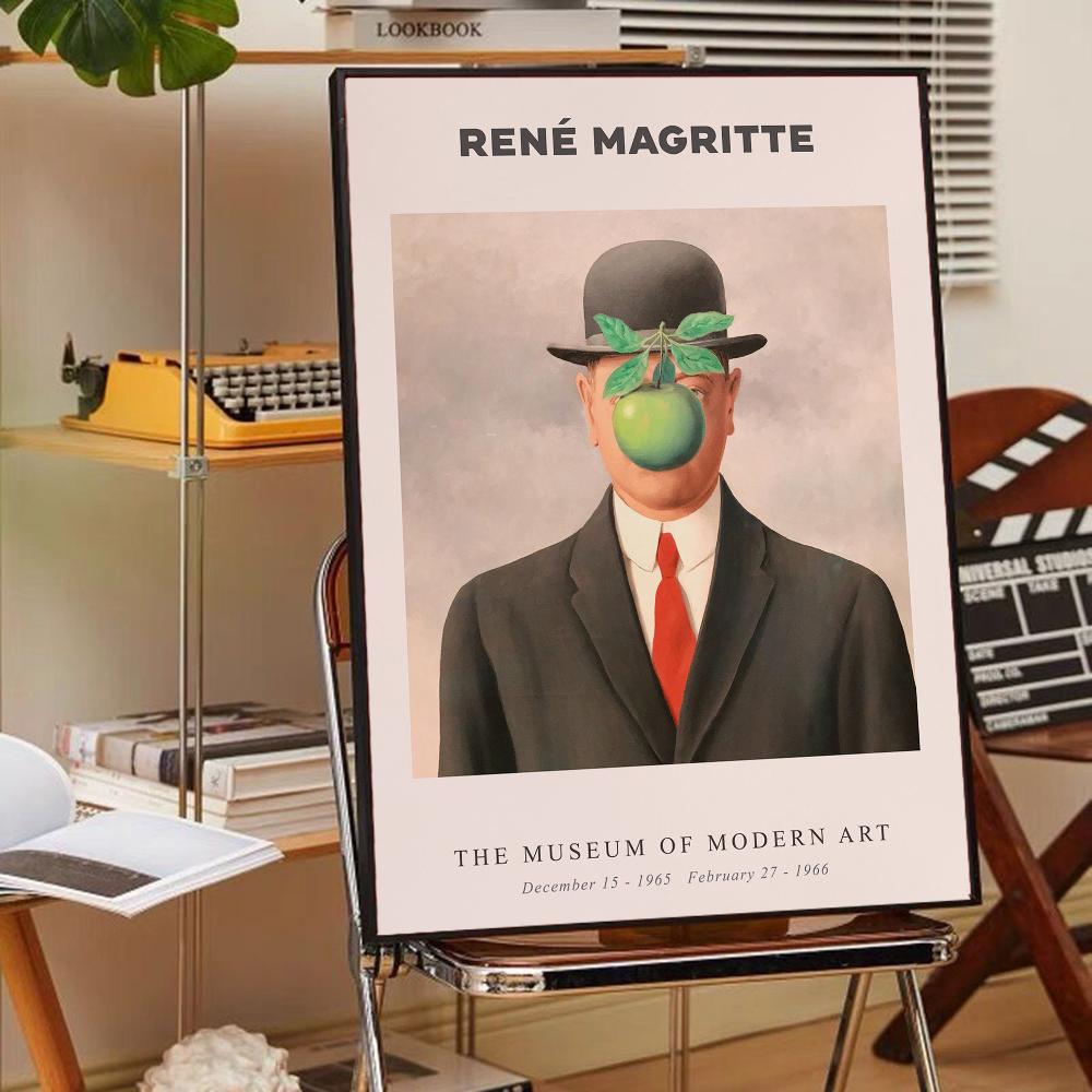 Scandinavian minimalist Rene Magritte surrealist Self-adhesive Art Poster Whitepaper Sticker DIY Room Bar Cafe Wall Decor
