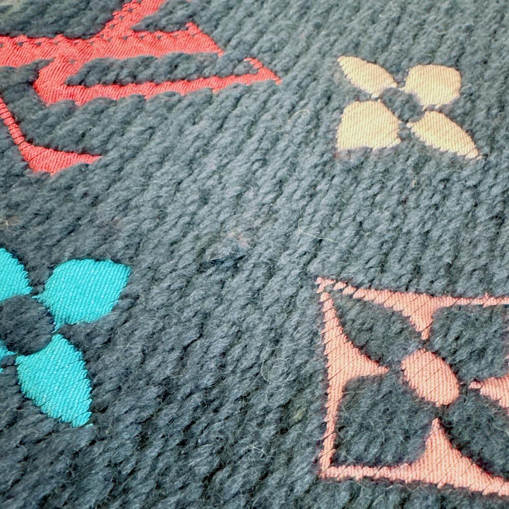 LOUIS VUITTON M70899 Rainbow Monogram wool Escalp Logo Mania Scarf Navy wool Used