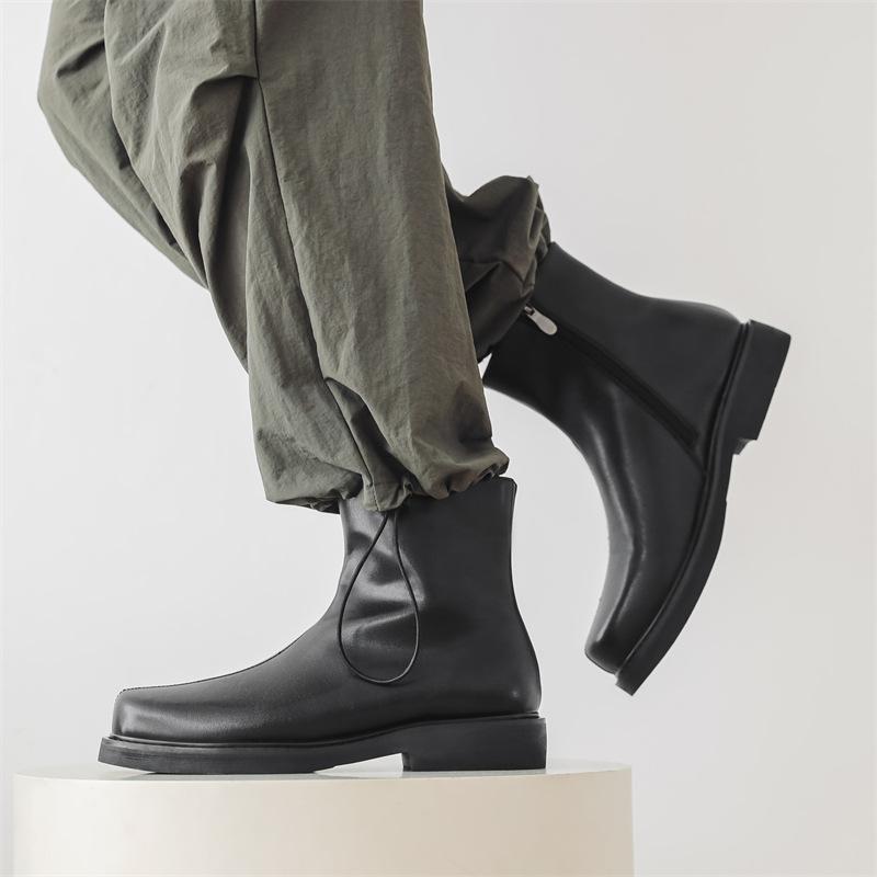 

Ботинки Мартина нескользящие ретро мода челси мужские новые универсальные британский стиль однопедальные короткие ботинки 89756-J 38 чёрный