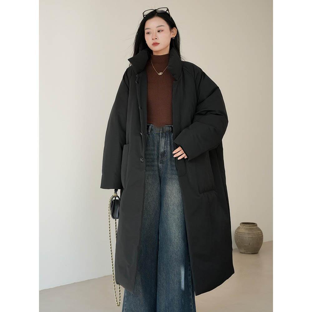 Dlouhé Parky Zimní Dámské Oblečení Větruodolné Svrchní Oblečení Teplá Silná Bavlnou Polstrovaná Bunda Jednorázové Zapínání Studený Kabát Prošívaná Bunda