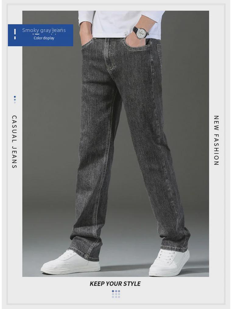 2023 Men's Slim Fit Straight Jeans: Printed, Dyed, Embroidered, and Comfortable Casual Pants