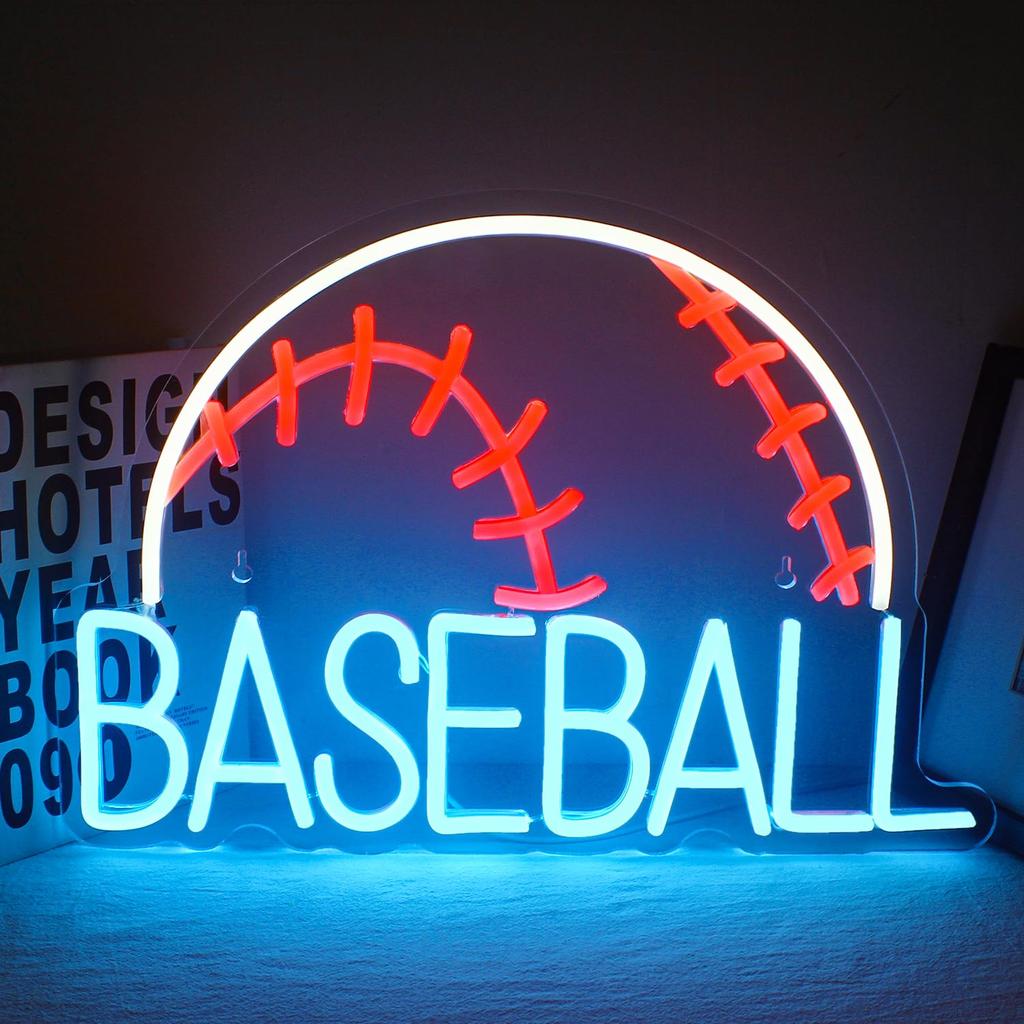 Baseball Neon Sign Blue Neon Sign for Wall Decor USB Powered for Bedroom Shop Living Room Christmas Kids Gift Baseball Lover