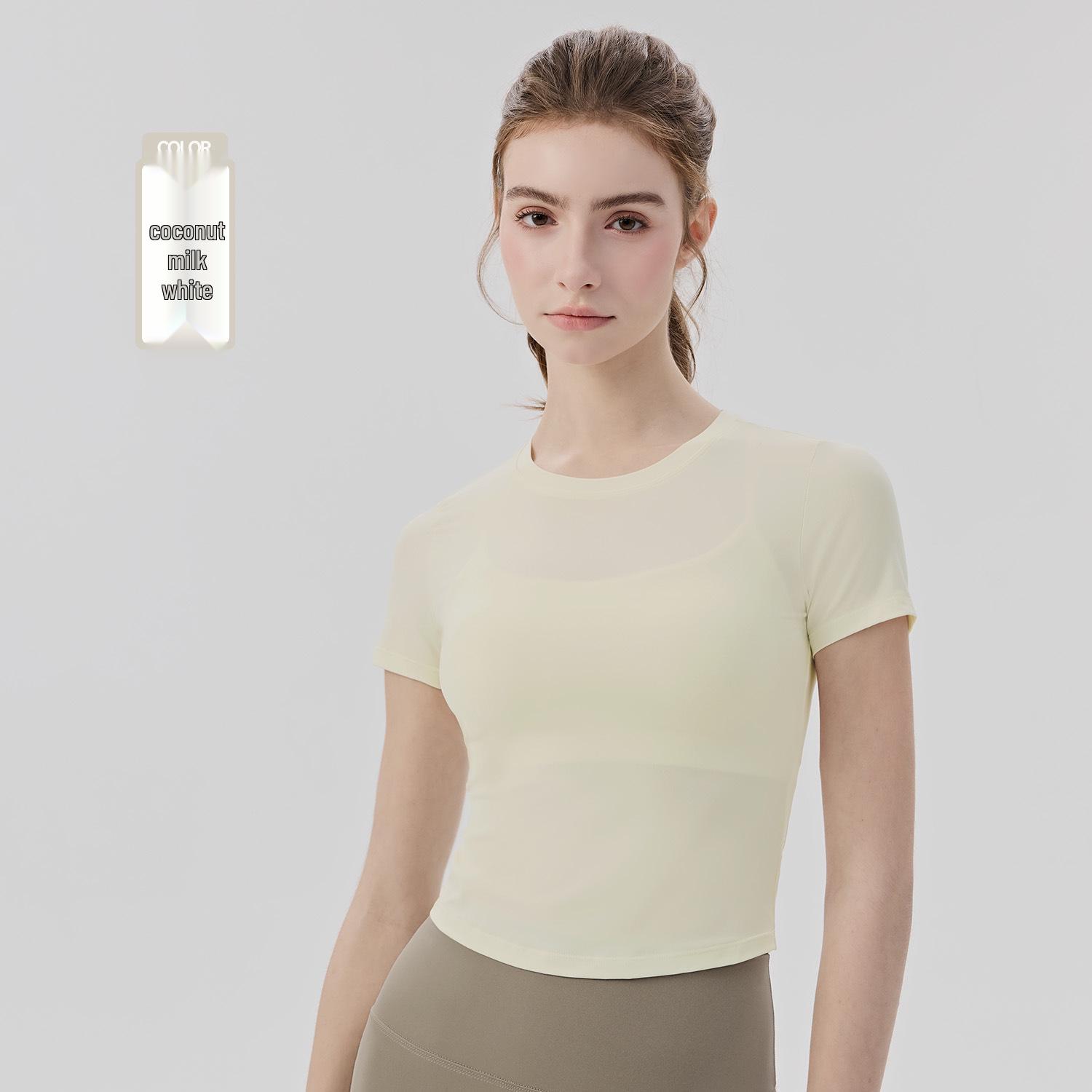 Women s Short Sleeve Slim-Fit Pilates & Yoga T-Shirt: Lightweight, Round Neck, Comfortable, Bare-Feel Sports Top. Small