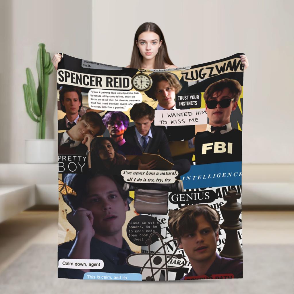 New Arrival Criminal Minds Spencer Reid Flannel Blanket Warm Throw Blanket for Couch Chair Camping Bedspread Sofa Bed Cover