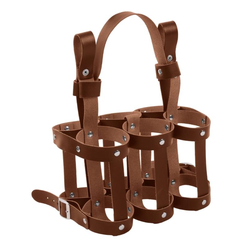 Leather Bicycles Beer Carrier Holds 6 Bottles Lightweight Beer Bottle Carrier with Handle Gifts for Beer Lovers 1 коричневый