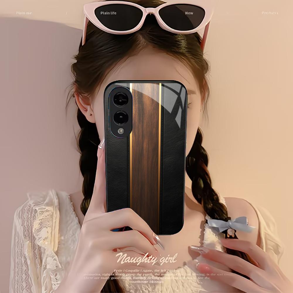 Wood grain Exquisite luxury High-end PhoneCase Glass TPU PhoneCase for Samsung Galaxy S26 S25 S24 S23 S22 S21 FE,Ultra,Plus
