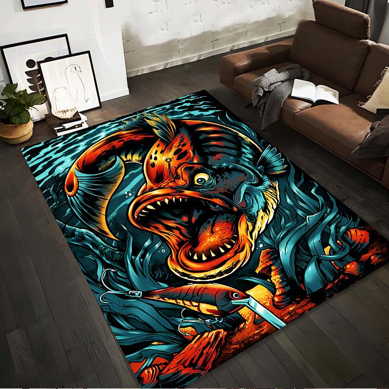 

Vivid Predator Fish Artwork Style Carpet for Unique Home Decor Suitable for use as an anti-slip for living room bedroom sofas 40x60cm( 15x23in )