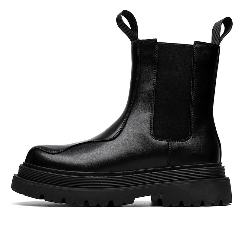 Mens Shoes Fashion Mens Chelsea Boots Thick Soled Luxury Brand for Men Motorcycle Ankle Boots Leather Classic Male Low Top Shoes