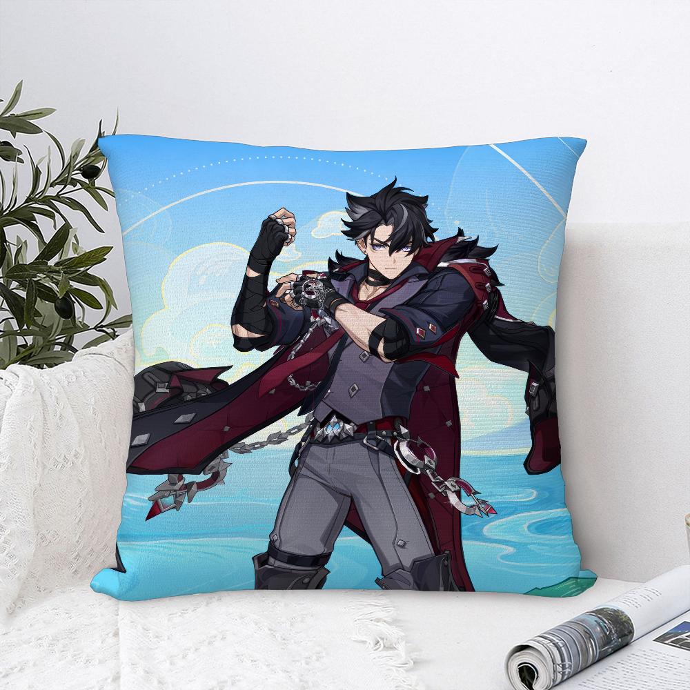 Genshin Impact Wriothesley Pillow Case Sofa Decorative Home Double-Sided Print Plush Square Throw Pillow Covers Cushion Decor